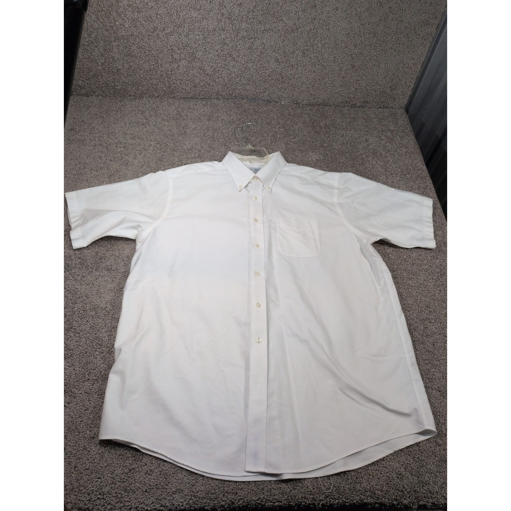 LL Bean Mens 18 Traditional Fit Short Sleeve Button Down Shirt White 215174 - Picture 1 of 5
